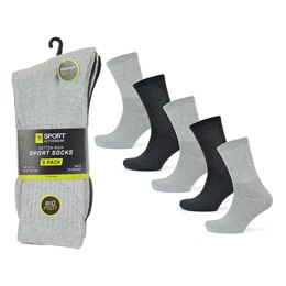 SK1060 Men's 5 Pack BIG FOOT Grey Premium Sports Sock - (UK 12-14)