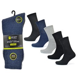 SK1061 Men's 5 Pack BIG FOOT Denim Premium Sports Sock - (UK 12-14)