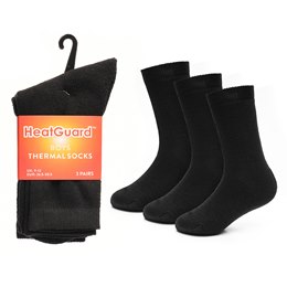 SK1065 Kids 3 Pack Black Thermal Socks