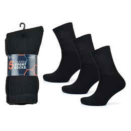 SK106A Men's 5 Pack Black Sports Socks