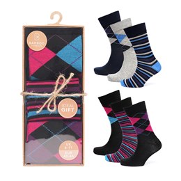 SK1139A Mens 3 Pk Bamboo Argyle Socks in Gift Box