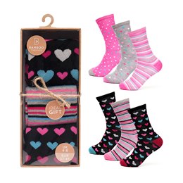 SK1142 Ladies 3 Pk Bamboo Design Socks in Gift Box
