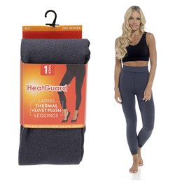 SK1159 Ladies Jacquard Velvet Plush Thermal Leggings - DENIM
