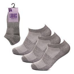SK1195 Ladies 3 Pack Grey Marl Trainer Socks