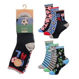 SK1201 Boys 3 Pack Bamboo Gaming/Football Design Socks