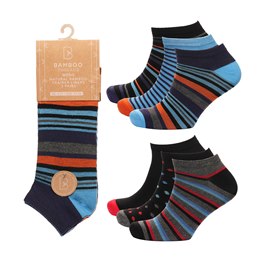 SK1212 Mens 3pk Bamboo Design Trainer Socks