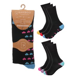 SK1215 Ladies 3pk Bamboo H&T Non Elastic Socks