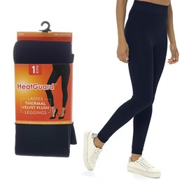 SK1239NY Ladies Navy Velvet Plush Leggings