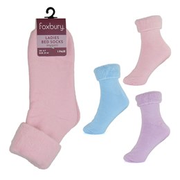 SK124 Ladies Plain Brushed Bed Socks