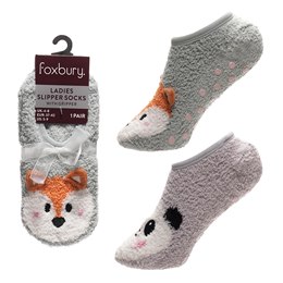 SK1252 Ladies 1pr Animal Novlety Footsie Socks with Gripper