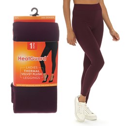 SK1256 Ladies Jacquard Velvet Plush Thermal Leggings - PLUM