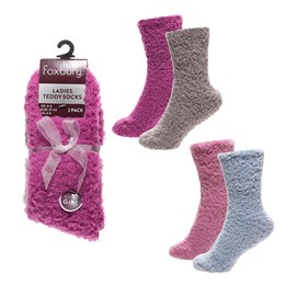 SK1275A Ladies 2pk Teddy Socks