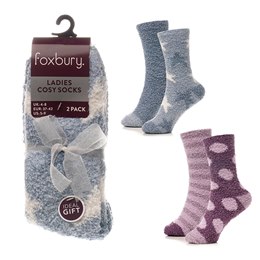 SK1281 Ladies 2pk Marl Spot-Star Cosy Socks