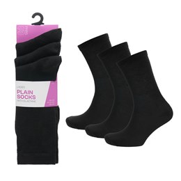 SK128A Ladies 3 Pack Black socks