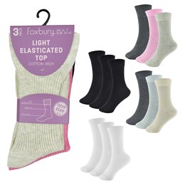 SK498 Ladies 3 Pack Soft Top Socks