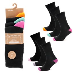 SK1342 Ladies 3Pk Bamboo Heel & Toe Socks