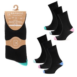 SK1344 Ladies 3pk Bamboo H&T Non Elastic Socks