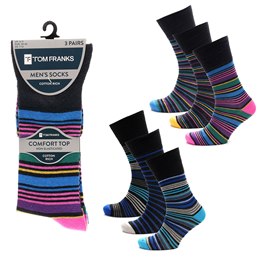 SK1349 Mens 3 Pack Non-Elastic Design Socks