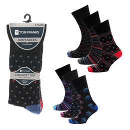 SK1350 Mens 3 Pack Non-Elastic Design Socks