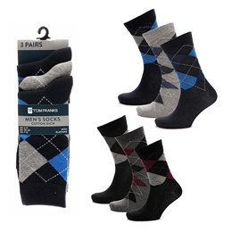 SK1351 Mens 3 Pack Argyle Design Socks