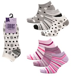 SK1356 Ladies 3 Pack Design Trainer Socks