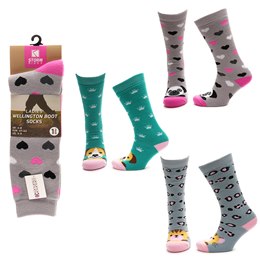 SK1358 Ladies 1pr Novelty Wellington Boot Socks