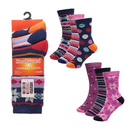 SK1397 Ladies 3 Pack Patterned Thermal Socks