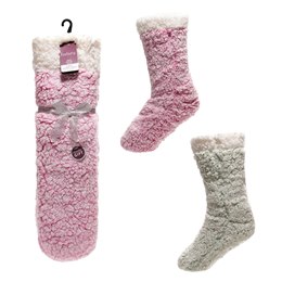 SK1427 Ladies Teddy Fleece Slipper Socks