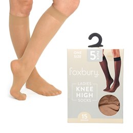 SK1468 Ladies 5pr Nude 15 Denier Knee High