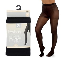 SK1477 Ladies 2pk - Black - Asstd - 40 Denier Tights
