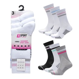 SK1537 Ladies 3pk Half Terry Sports Socks (96)
