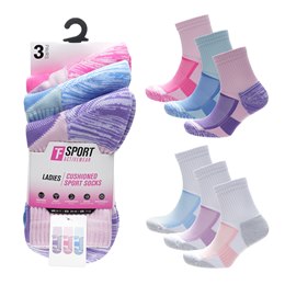 SK1538 Ladies 3pk Half Terry Calf Lenght Socks (96)