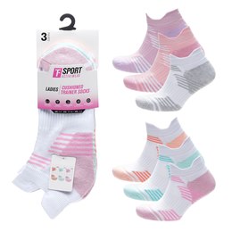 SK1539 Ladies 3pk Half Terry Trainer Socks (96)