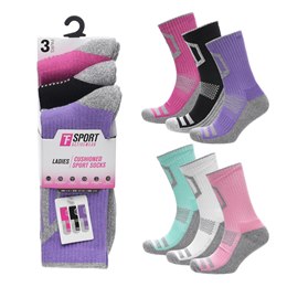 SK1555 Ladies 3pk Cushioned Socks  - (72)