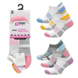 SK1557 Ladies 3pk Cushioned Trainer Socks  - (96)