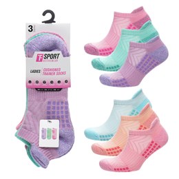 SK1558 Ladies 3pk Cushioned Trainer Socks  - (96)
