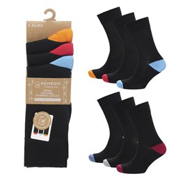 SK1560 Mens 3Pk Bamboo Heel & Toe Socks