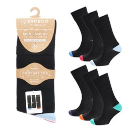 SK1562 Mens 3pk Bamboo H&T Non Elastic Socks