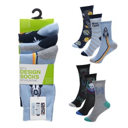 SK1571 Boys 3pk Design Socks