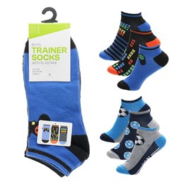 SK1573 Boys 3pk Design Trainer Socks