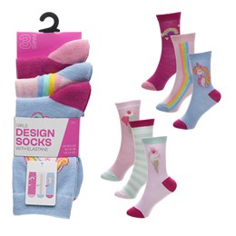 SK1575 Girls 3pk Design Socks