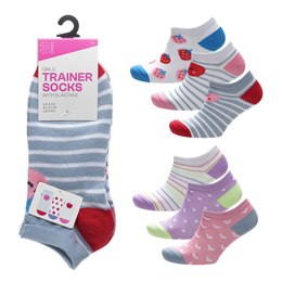 SK1577 Girls 3pk Design Trainer Socks