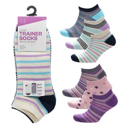 SK1578 Ladies 3 Pack Design Trainer Socks