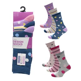SK1579 Ladies 3pk Design Socks