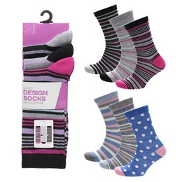 SK1580 Ladies 3pk Design Socks