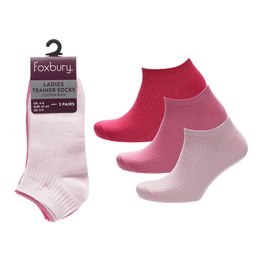 SK1582 Ladies 3pk Pinks Drop Needle Trainer Socks