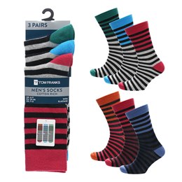 SK1586 Mens 3pk Stripe Socks