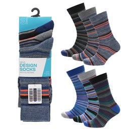 SK1587 Mens 3pk Stripe Design Socks