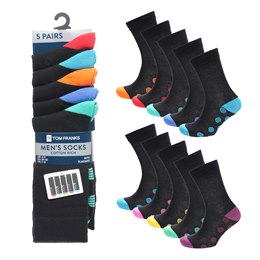 SK1608 Men's 5 Pack H & T Footbed Design Socks