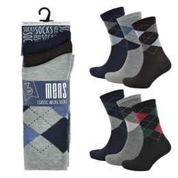 SK167A Mens 3 Pack Argyle Socks